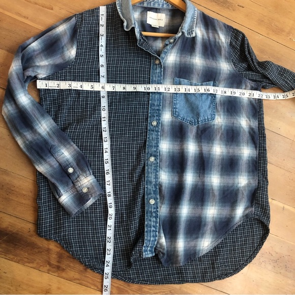 American Eagle mixed blue flannel denim button down shirt Sz XS - Picture 14 of 14
